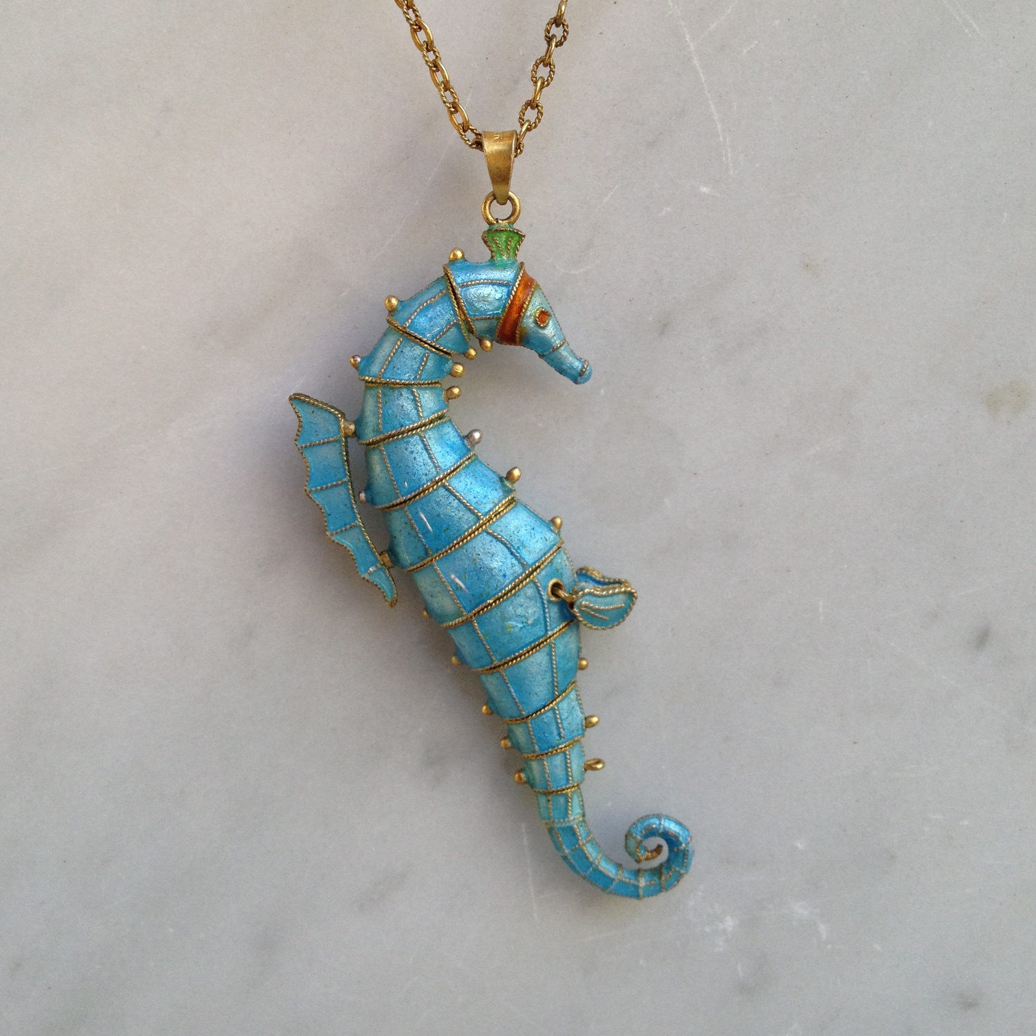 Vintage Gold Dipped Seahorse Pendant on 24 Gold Chain