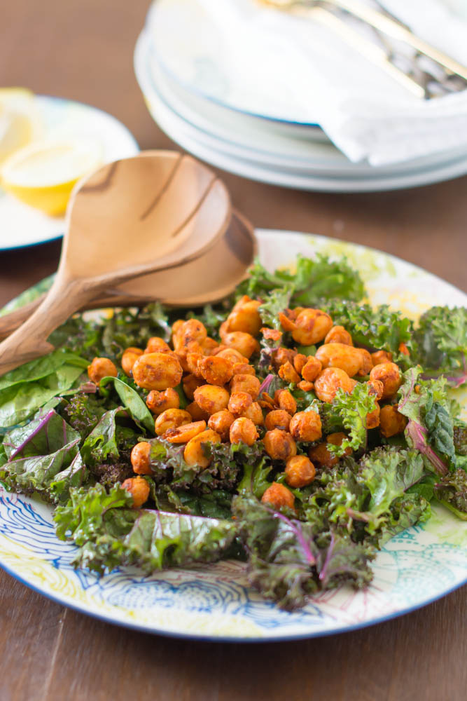 SIMPLE SALAD SERIES: Crispy Chickpea Kale + Spinach Salad 