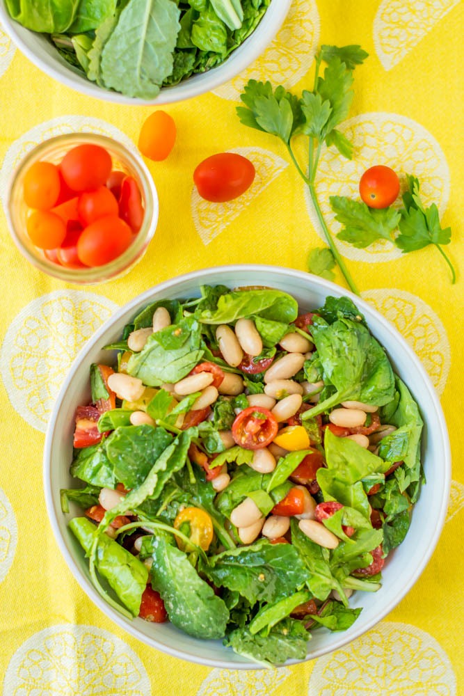 Simple Salad Series: White Bean, Tomato and Baby Greens