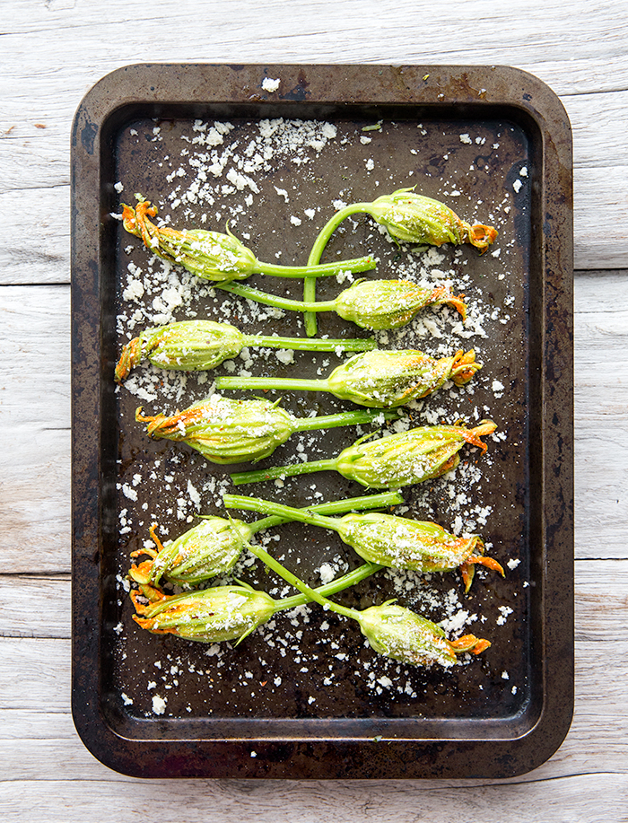 kale pesto + rice stuffed zucchini blossoms with an herbed cashew cream | what's cooking good looking