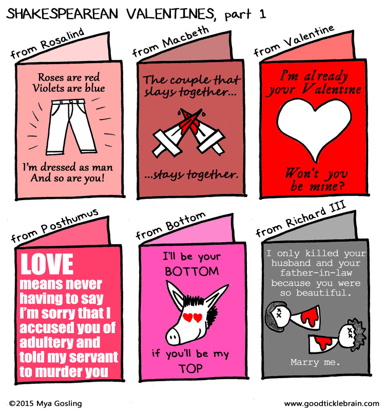 Shakespearean Valentines, Part One from GoodTickleBrain.com