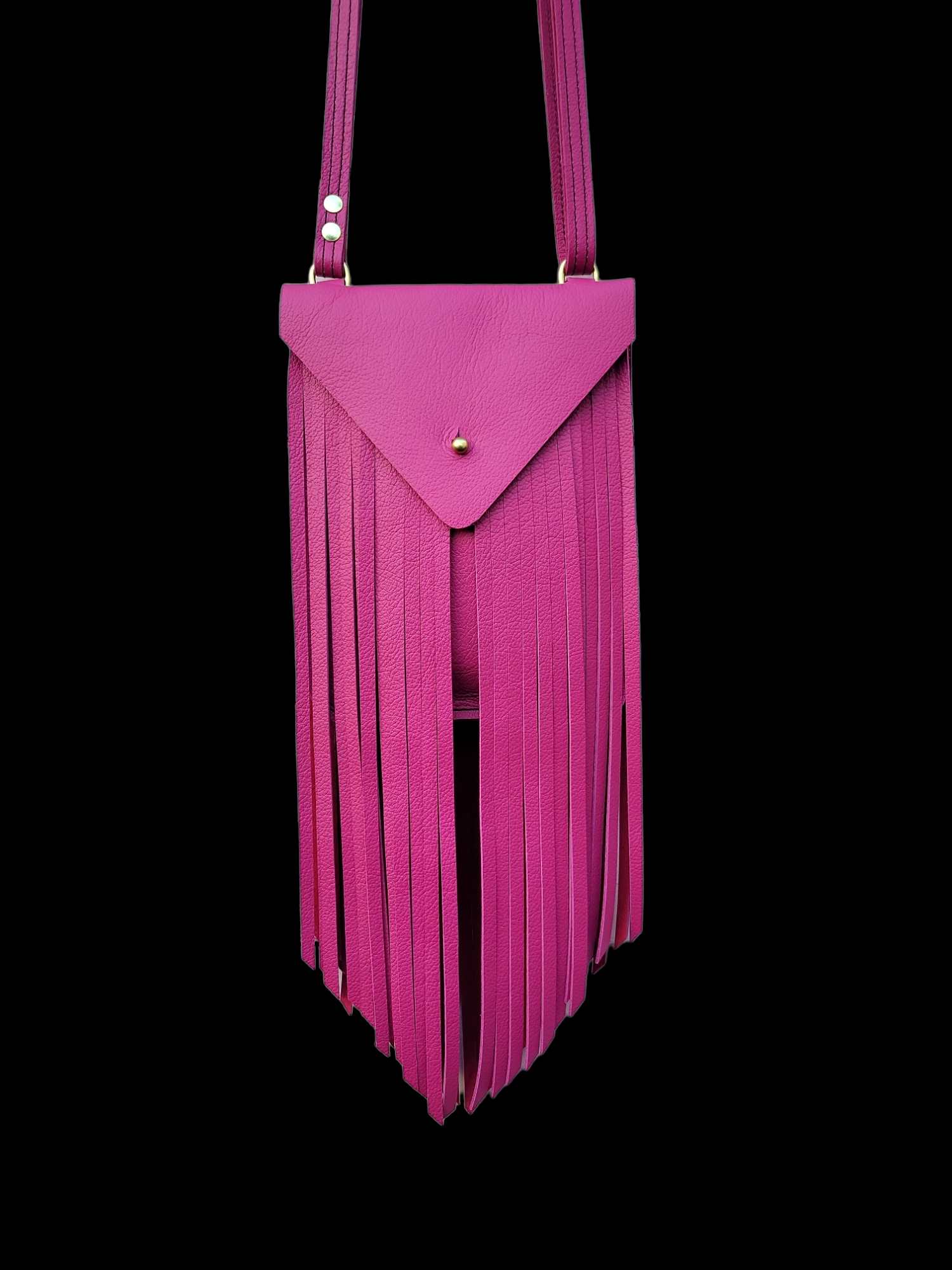 Bright Pink Leather Fringe Crossbody — Hazel Ray