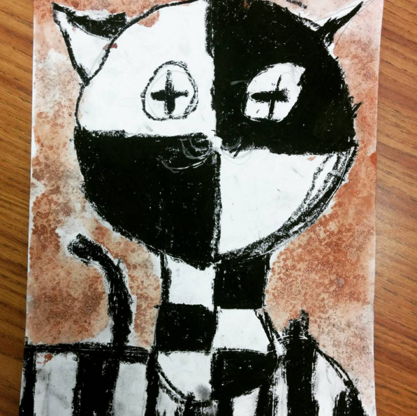 Black and White Cat created by one of my third grade students.