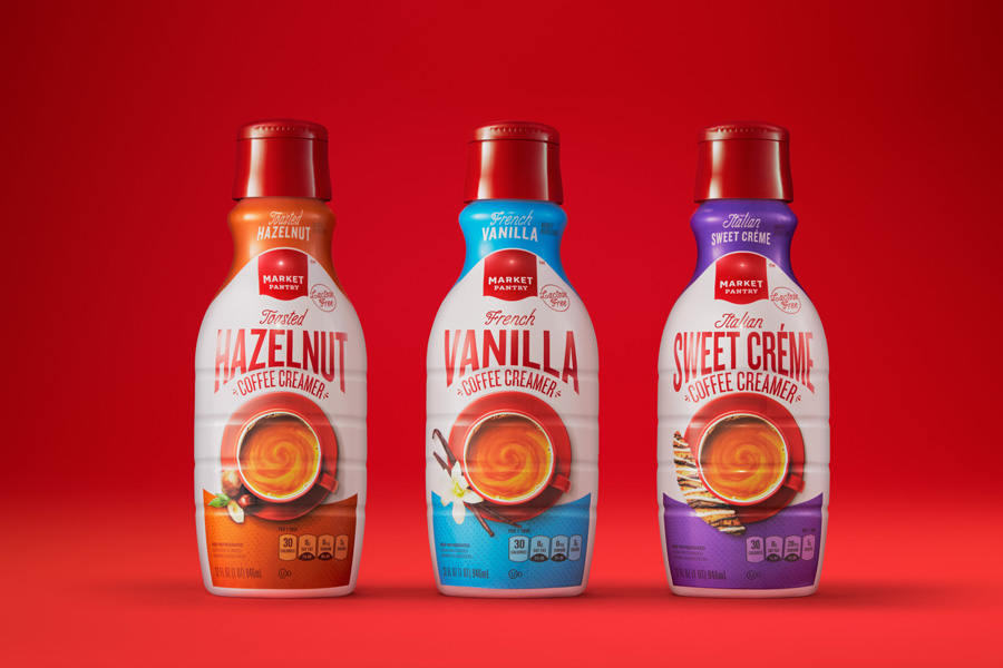 re-designed coffee creamers from target's market pantry line
