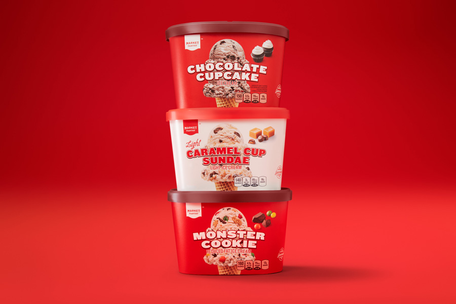 re-design ice cream containers from target's market pantry line
