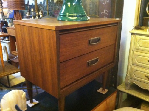 No Assembly Required 1960s Nightstand With Drawers And Brass