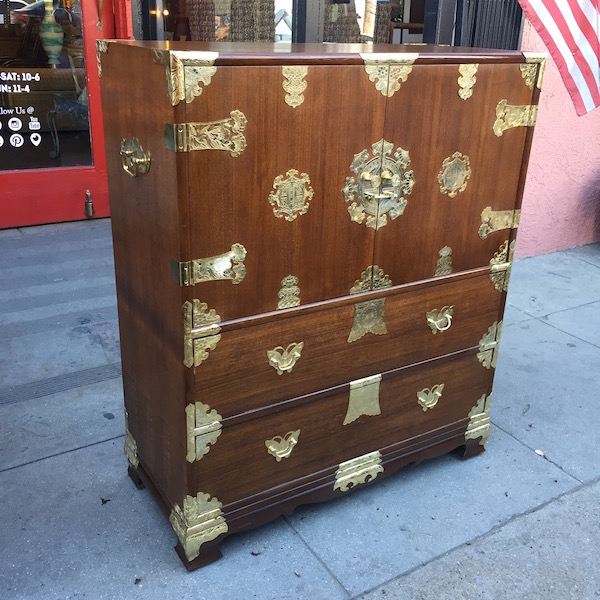 Tall Vintage Campaign Style Chest Casa Victoria Vintage