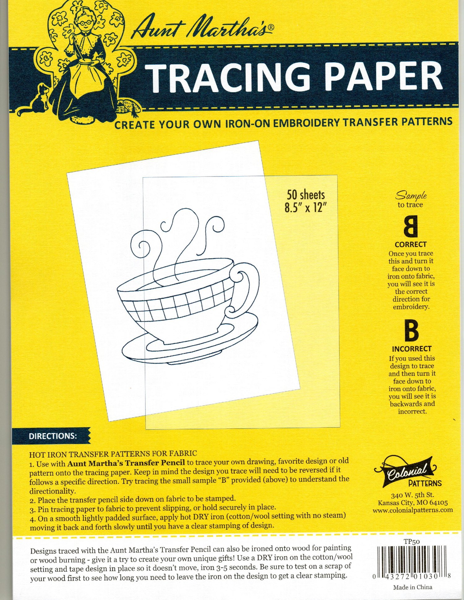 Aunt Martha's Tracing Pad 50 sheets TP50 — Rocking Chair Quilts