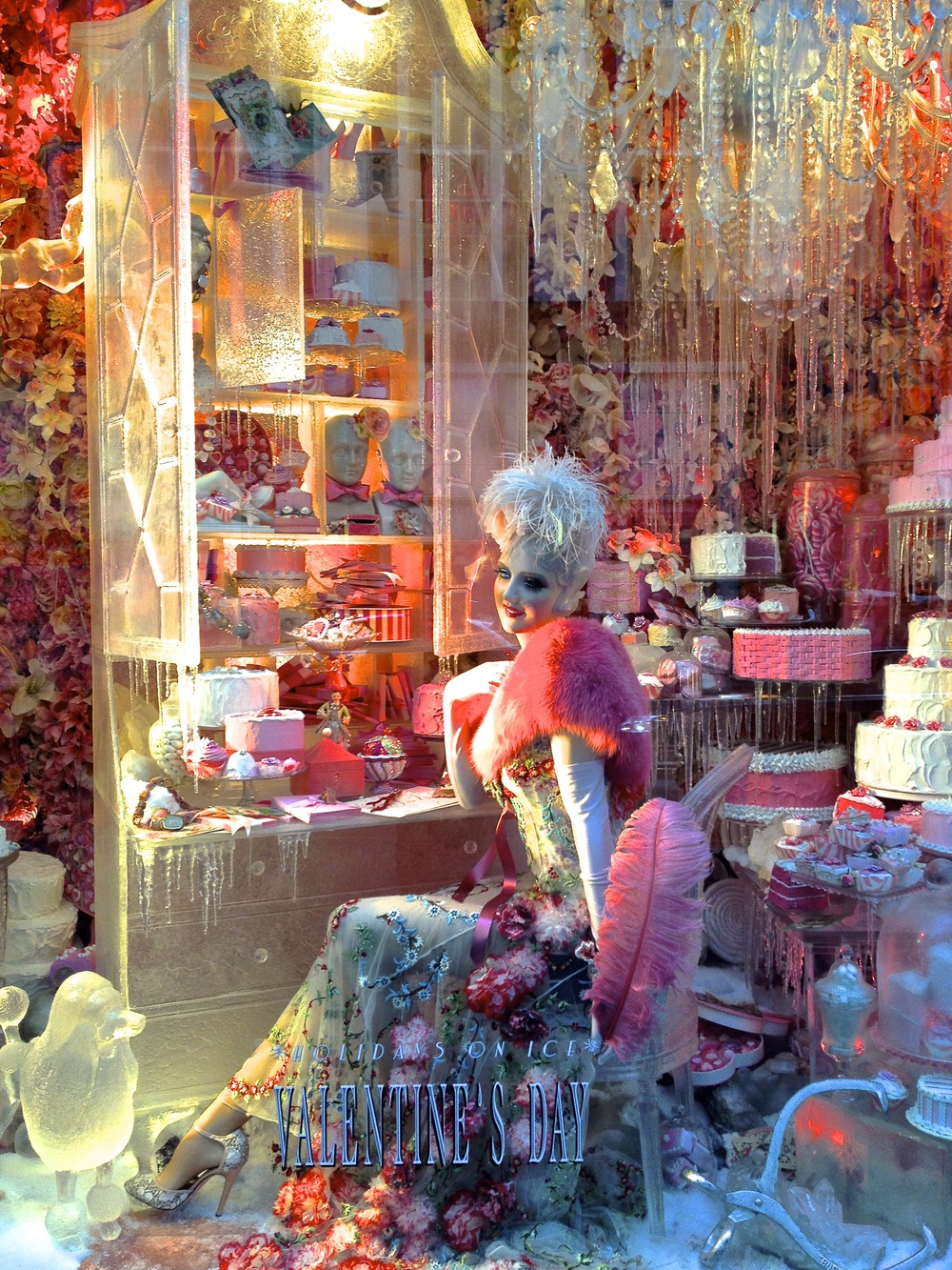 Window at Bergdorf Goodman; the holiday theme featured every holiday imaginable - from Valentine's Day to Christmas.