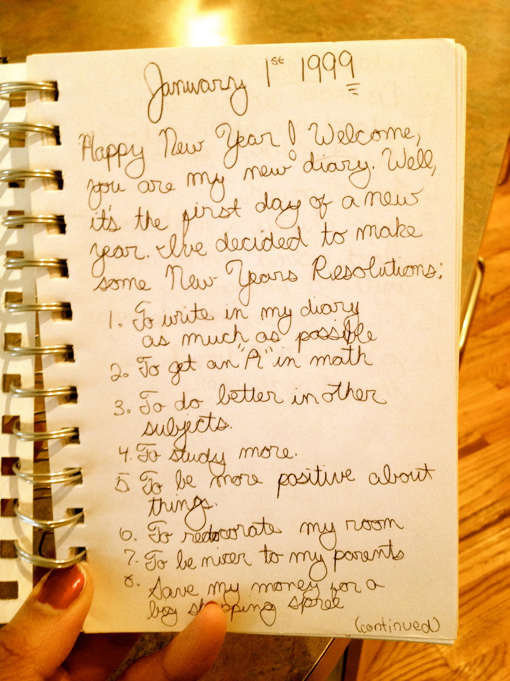 My first New Year's Resolution diary entry. Wow, was I a goody goody or what?! And haven't really changed much.