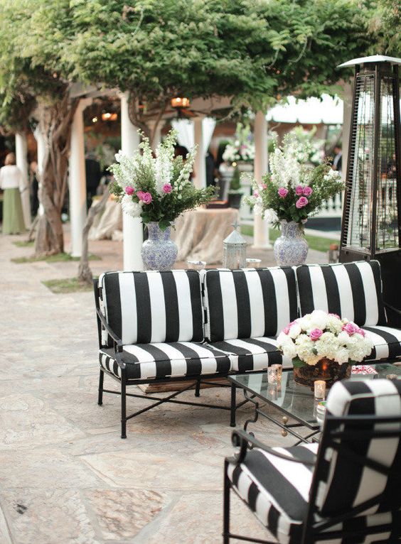 Outdoor chic: black and white stripes + One Kings Lane outdoor ...