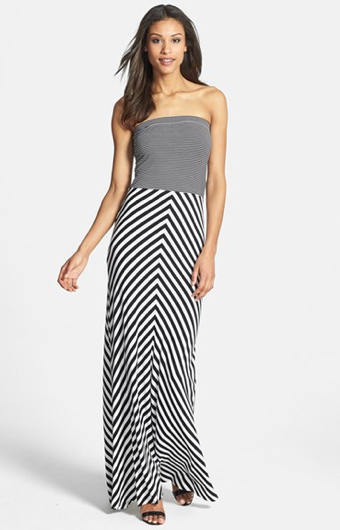 A strapless option with a flattering chevron pattern, Nordstrom.