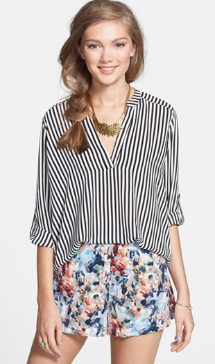I love this Lush Roll Tab Sleeve from Nordstrom; a classic & timeless stripe with a drapey and flowy fit, perfect for a breathable, comfortable and stylish work look