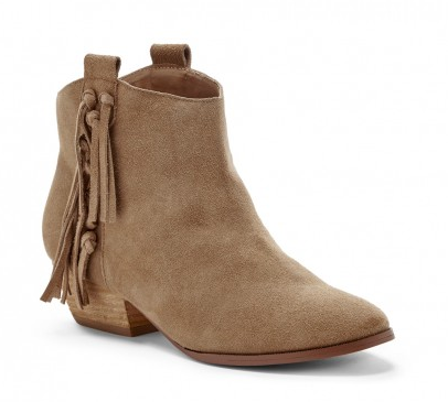 If you like a little fringe and a lower heel... The Kemi Bootie in Tan
