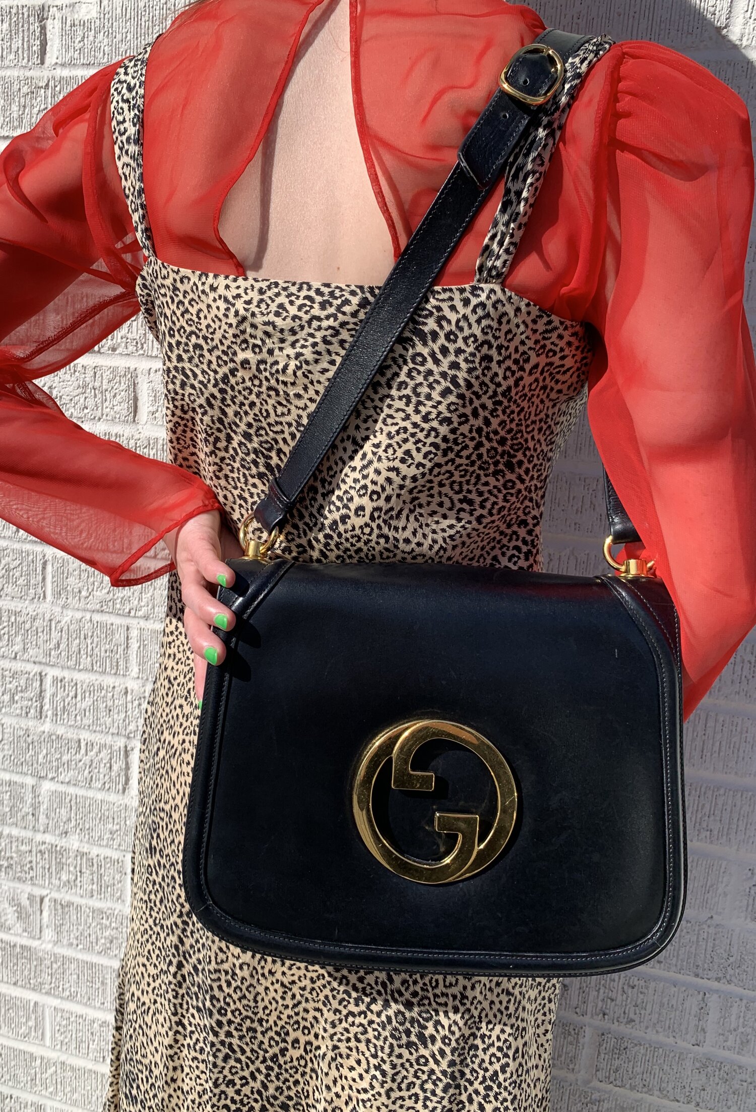 GUCCI 70s Black Leather Blondie Medallion Bag — Garment