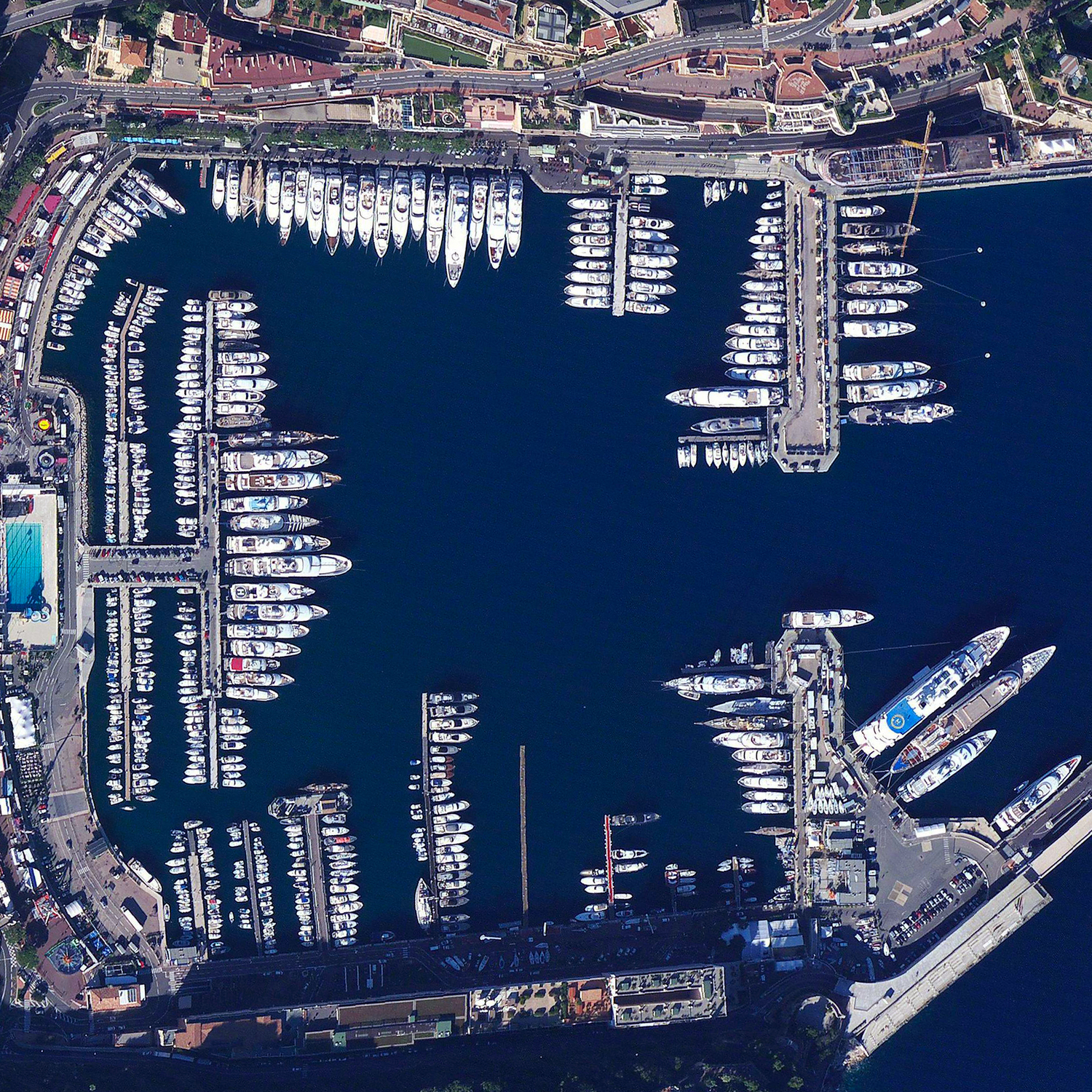   8/26/2015 Port Hercules Monaco 43.735°N 7.426°E   Port Hercules, the only deep-water port in Monaco, provides anchorage for up to 700 vessels. Monaco has an area of 0.78 square miles and a population of 36,371, making it the second smallest and the most densely populated country in the world.