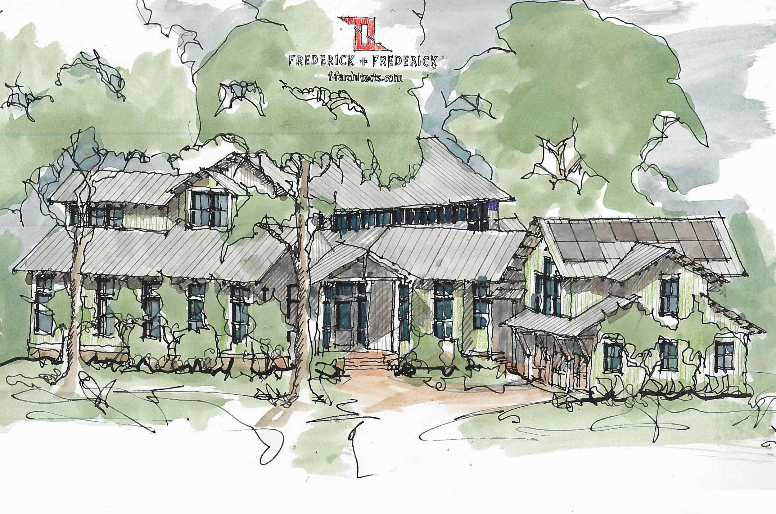  Here's a sketch with the carriage house shown. 