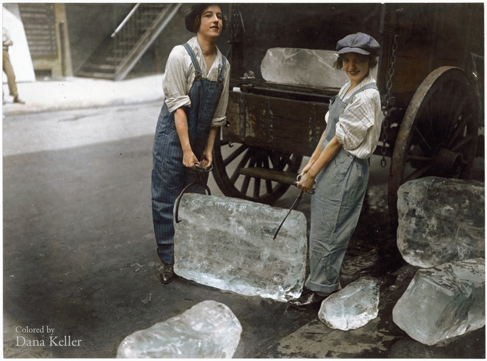 "Girls deliver ice." 1918