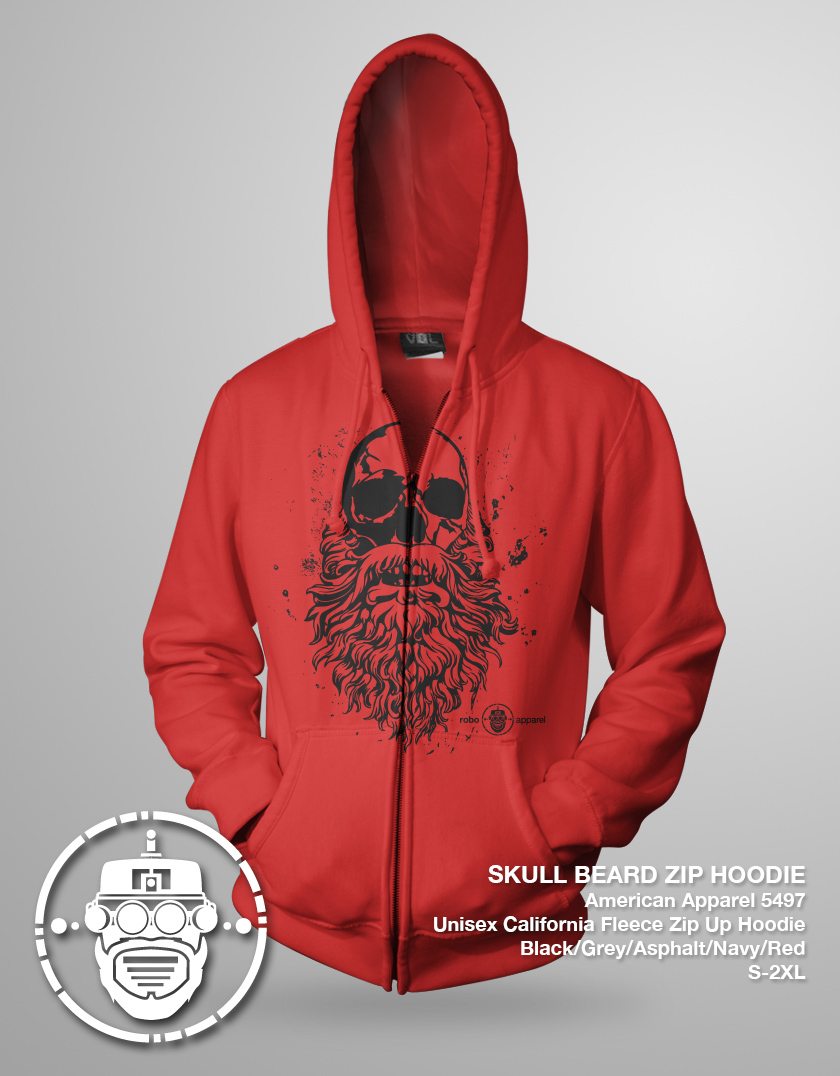 dood Matig Grijpen Skull Beard - AA 5497 California Fleece Zip Up Hoodie — Robo-Apparel