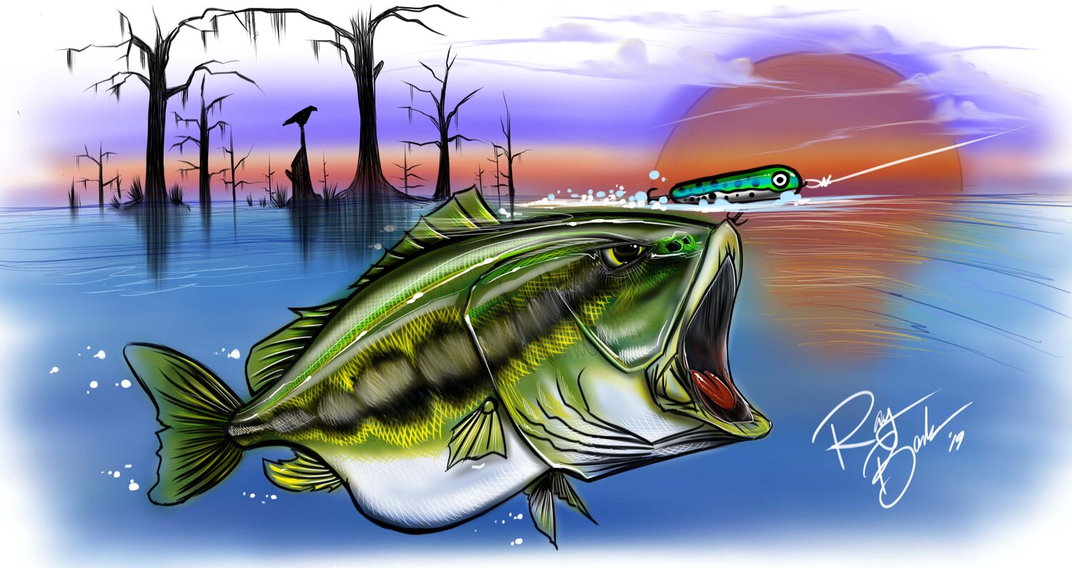 Topwater Largemouth Bass Fishing Shirt — Ray's Custom Art