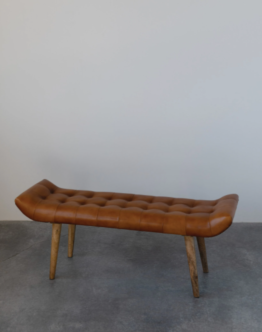 Shop Leather Tufted & Mango Bench from Lucca on Openhaus