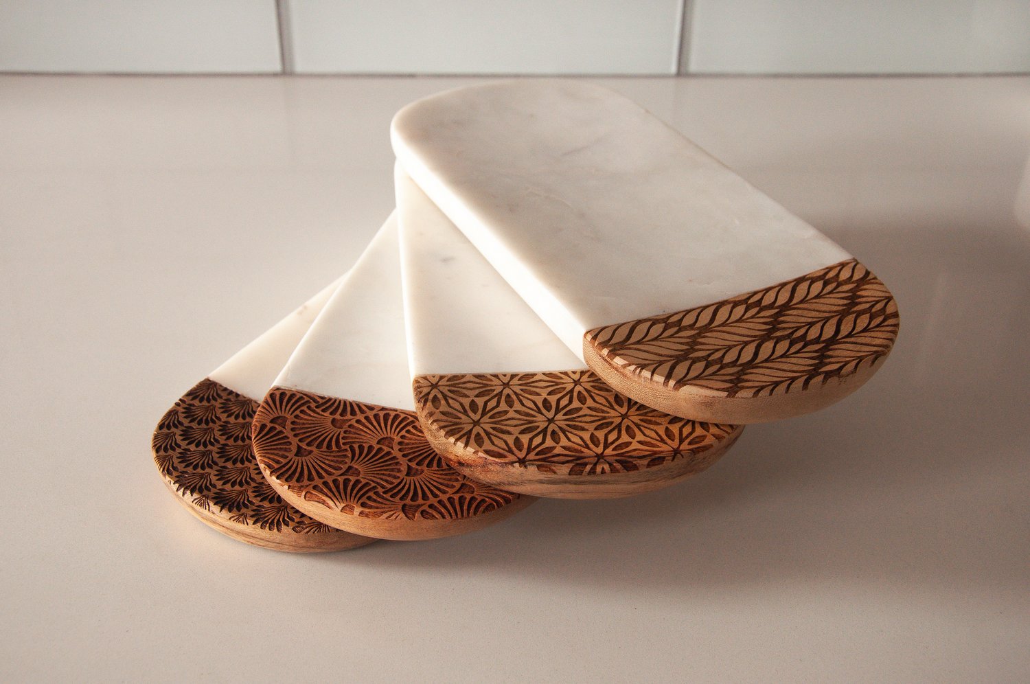 Shop Oval Marble and Wood Jewelry / Serving Tray from Lucca on Openhaus