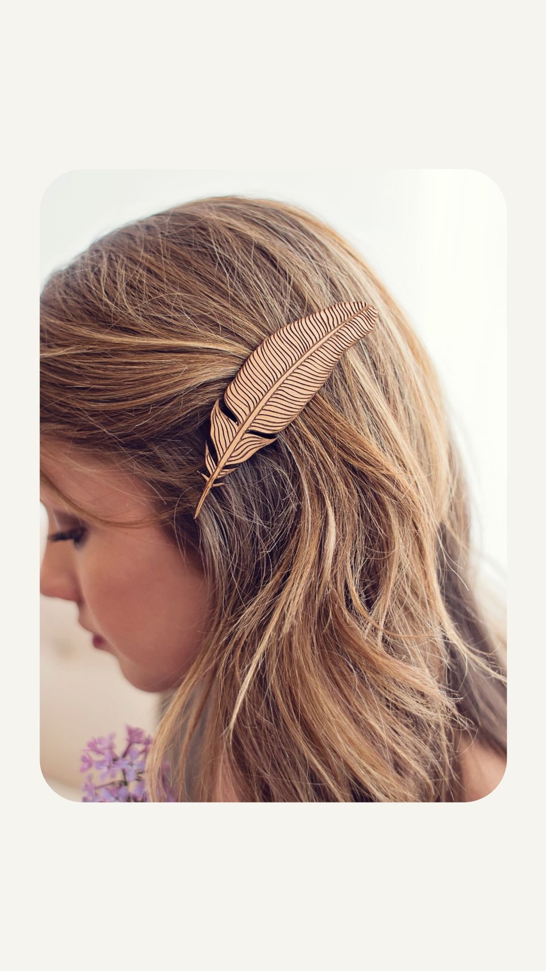 Natural Feather | Wood Hair Clip — Lucca