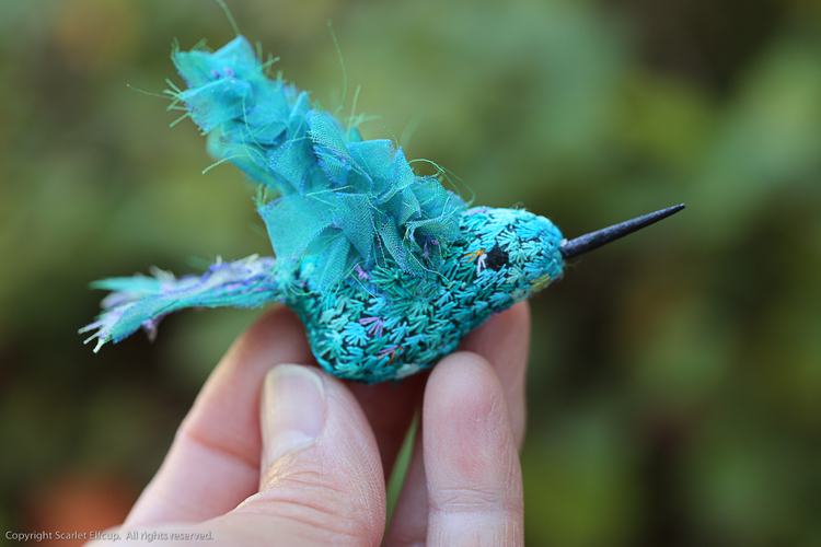 Custom Hummingbird, a life-sized soft sculpture