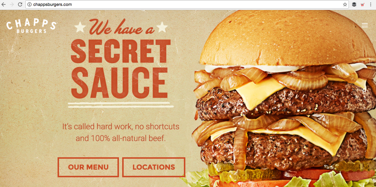  Chapps Burgers Website Homepage 