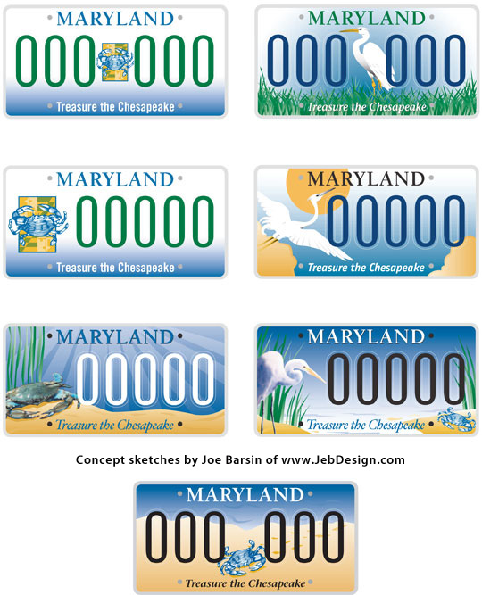 Initial sketches for the Maryland Bay license plate