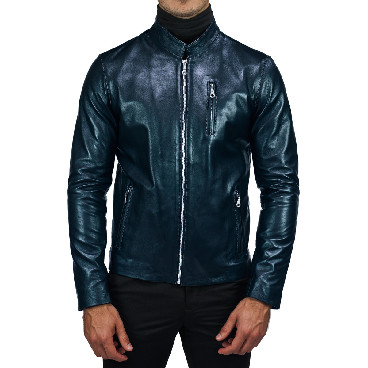 vervolgens linnen speelplaats Midnight Blue Leather Mens Jacket: The Bravo — J.L. Rocha Collections