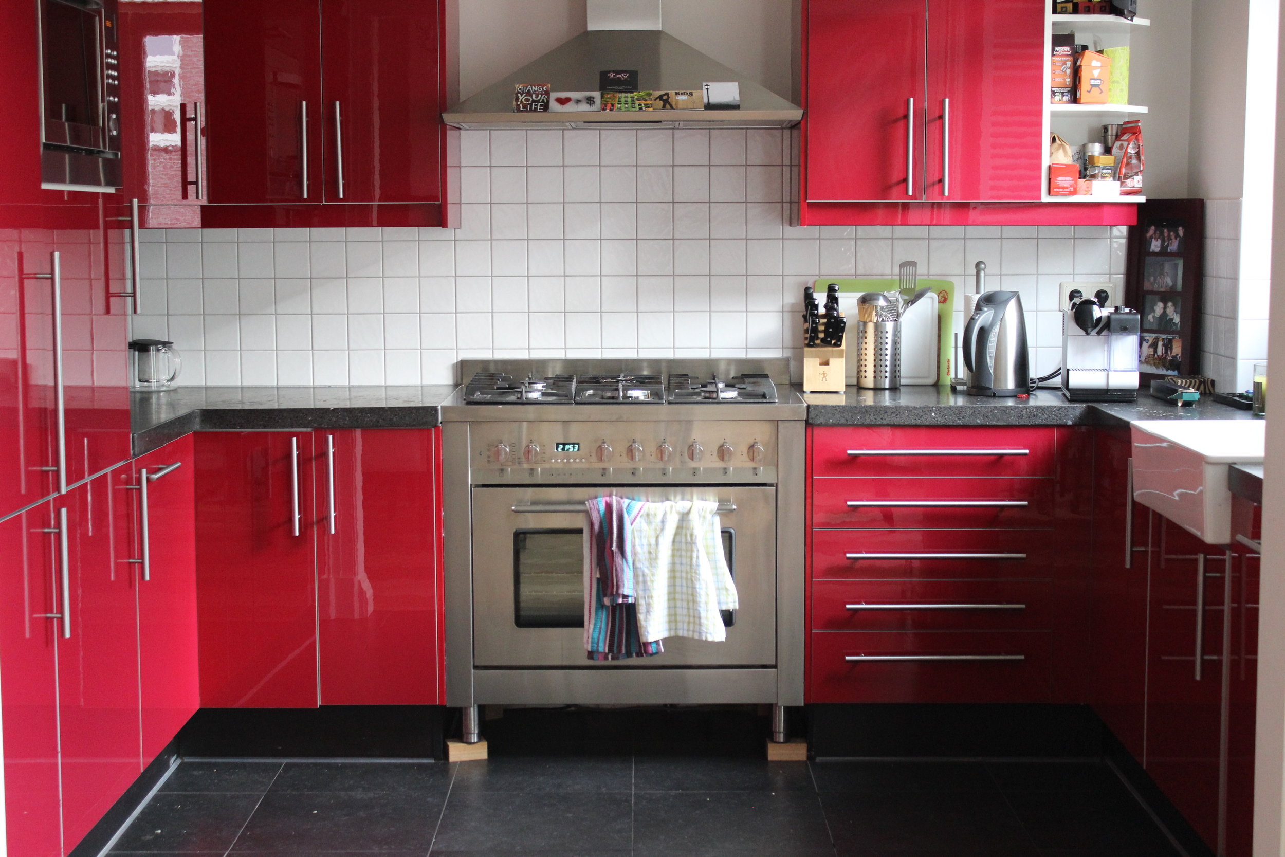 red modern kitchen