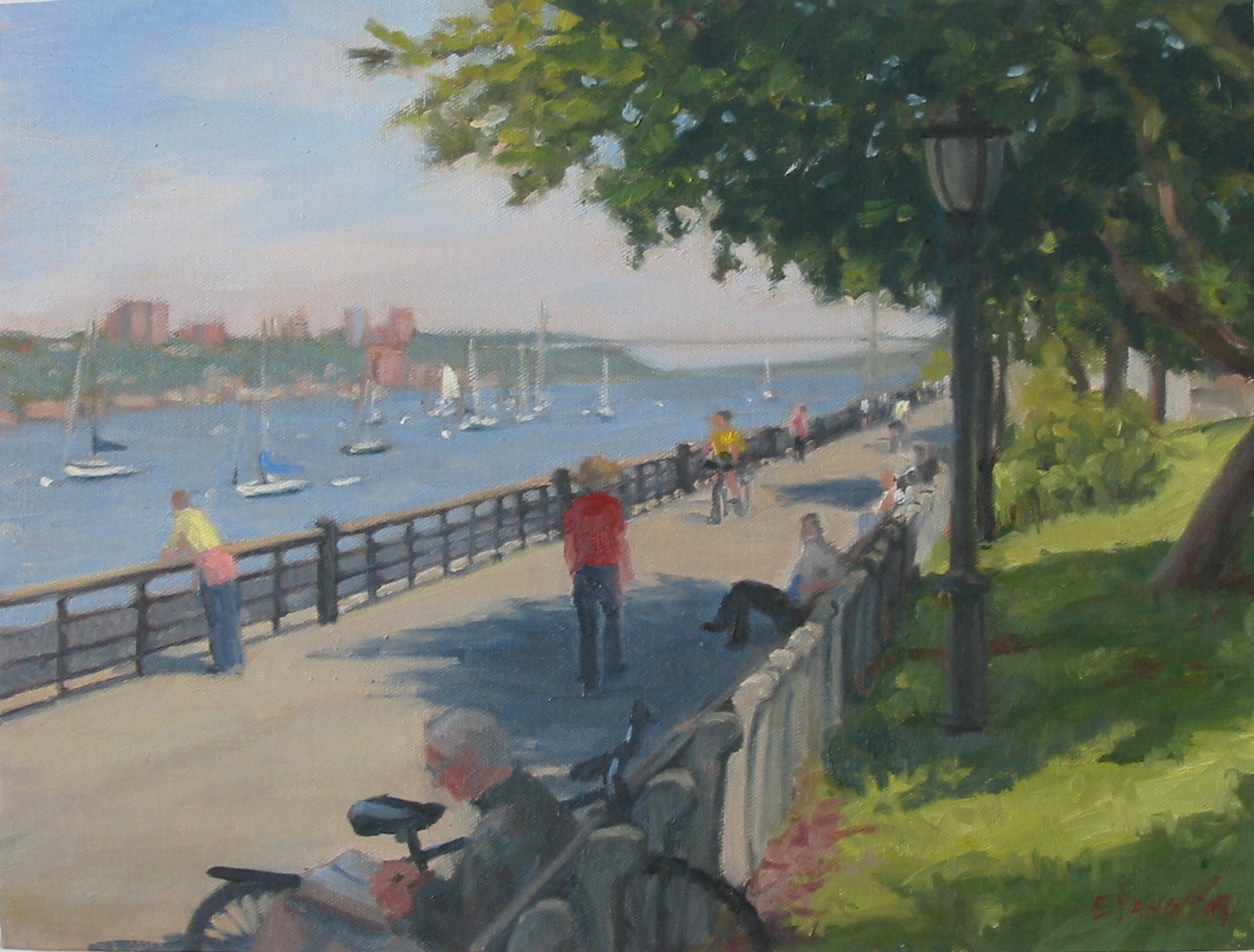 Riverside Park Morning, oil on canvas, 12"x16"