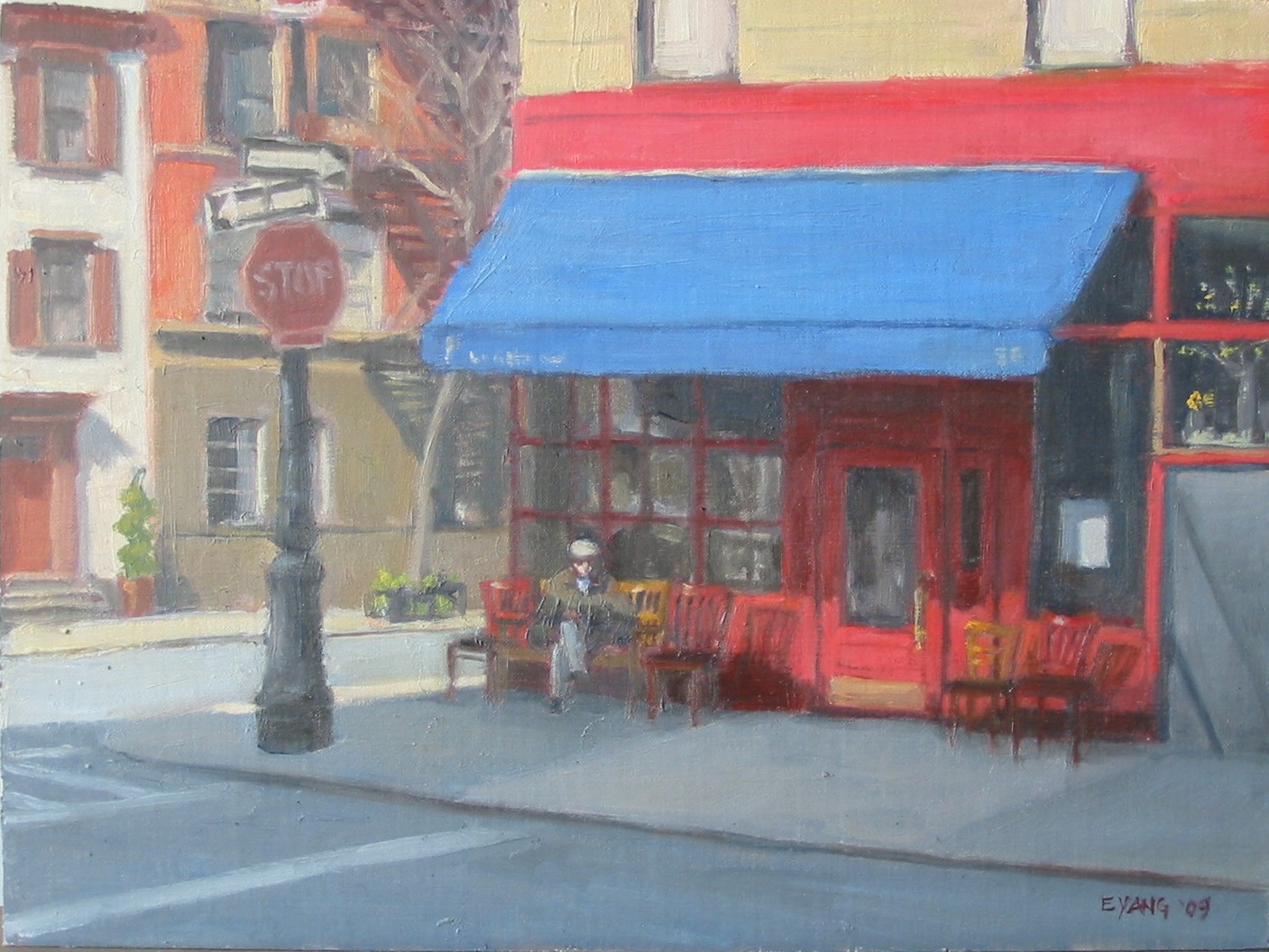 Little Owl Cafe, Greenwich Village, oil on panel, 9 x 12 in.