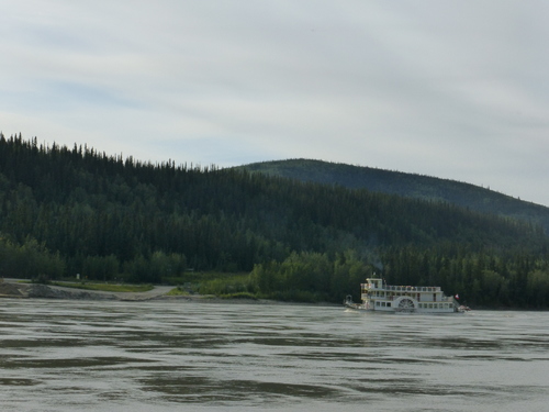 Sternwheeler hauling tourists up the Yukon River