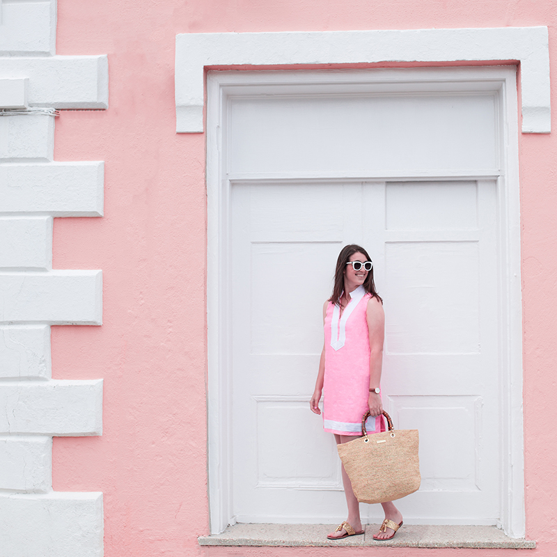  Dress & straw bag by Luxury Gifts Bermuda, Sunglasses by FH Bermuda, photo by Amy Tangerine 