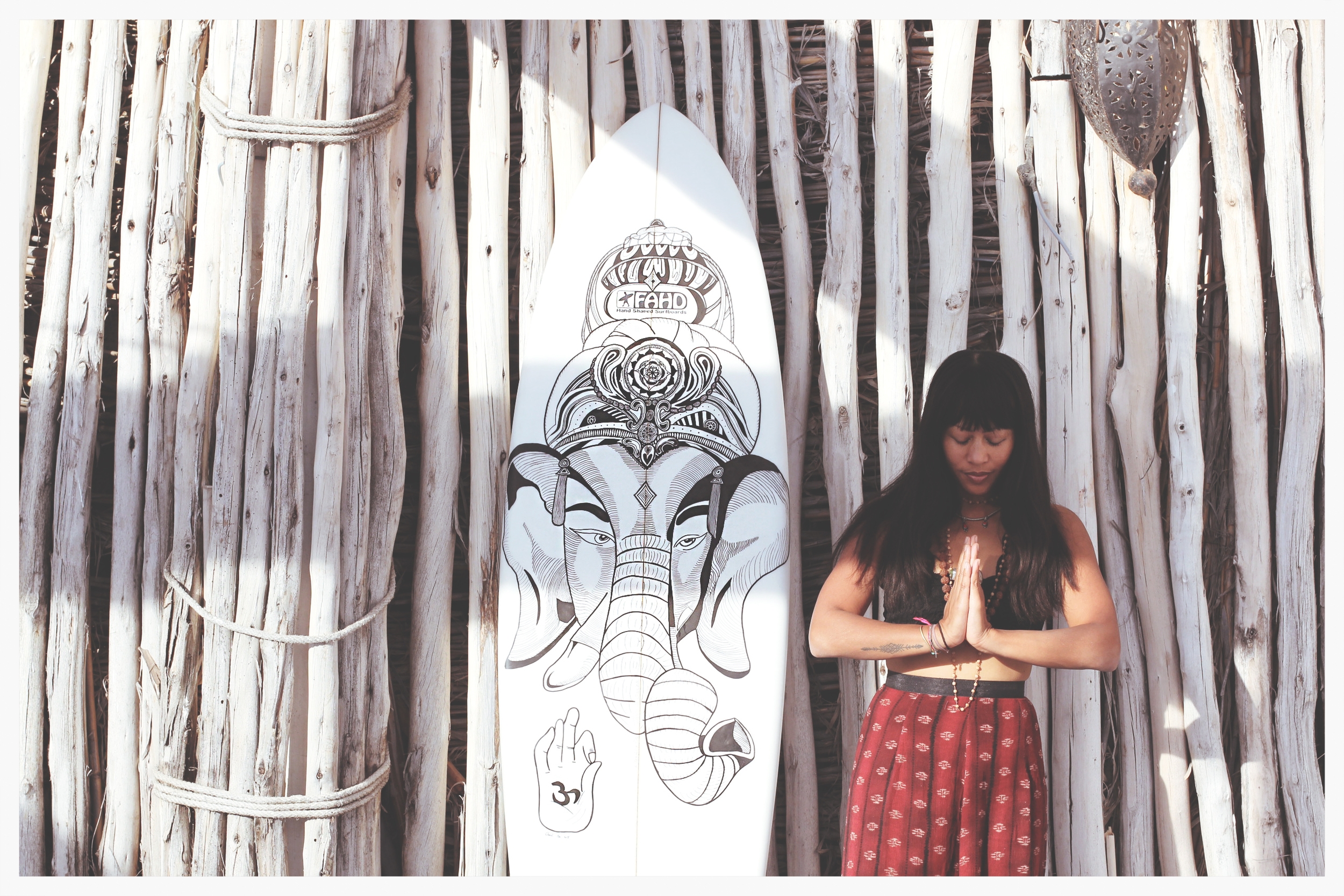 custom surfboard namaste