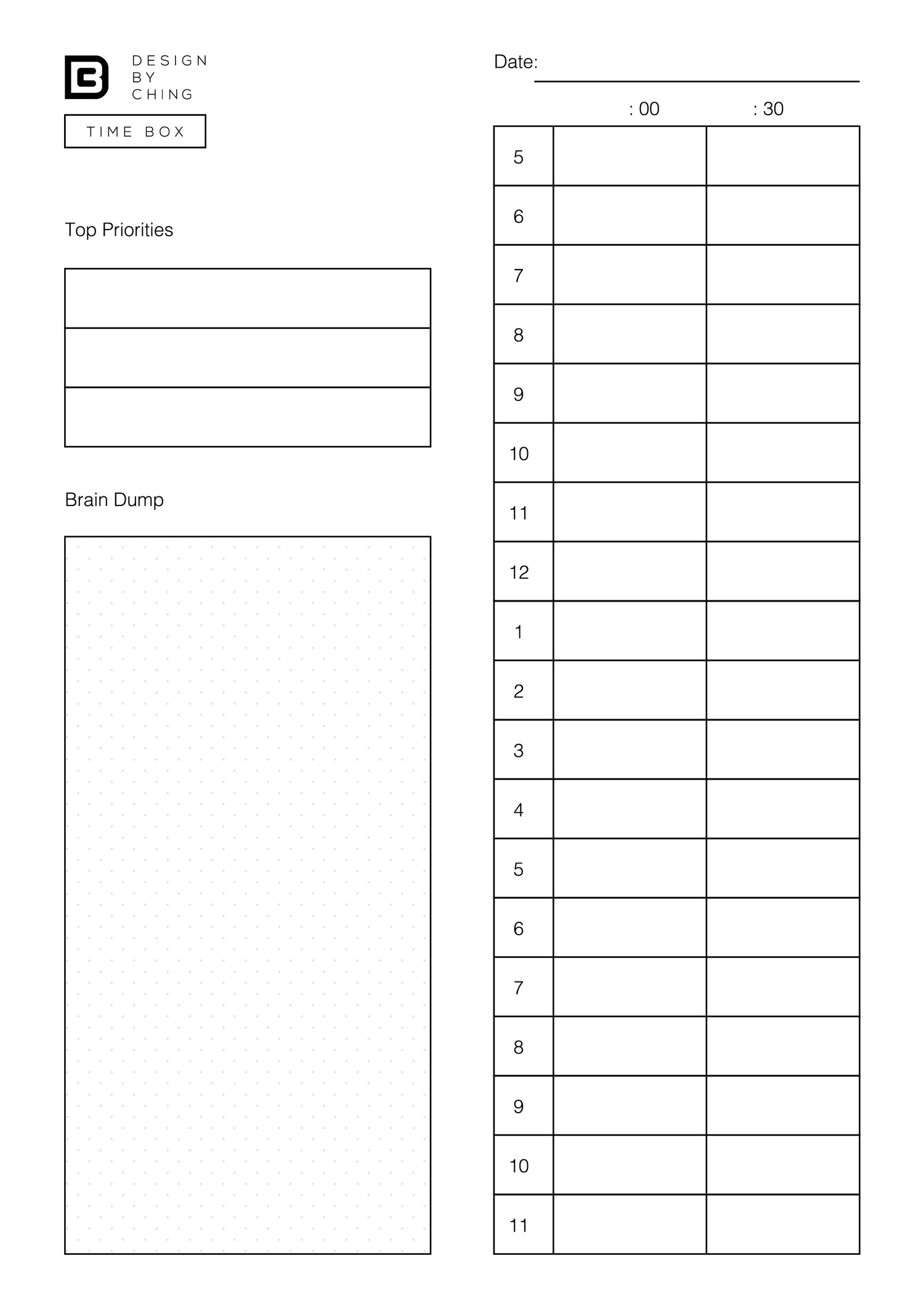 Time Box Planner Printable PDF stickhealthcare co uk