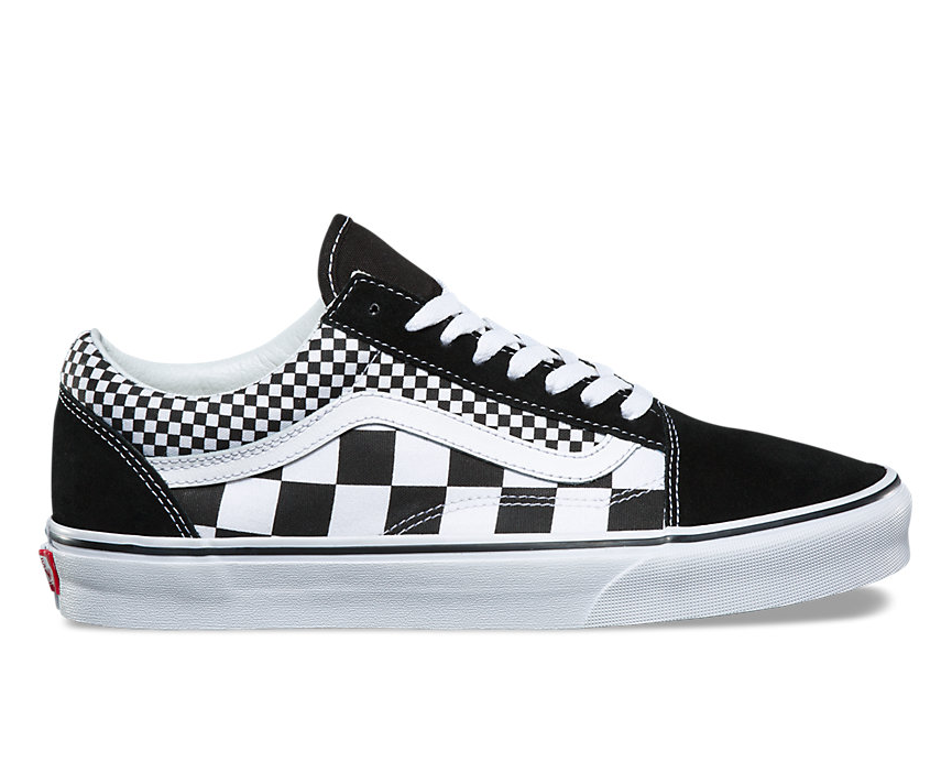 black and white mixed checkered vans