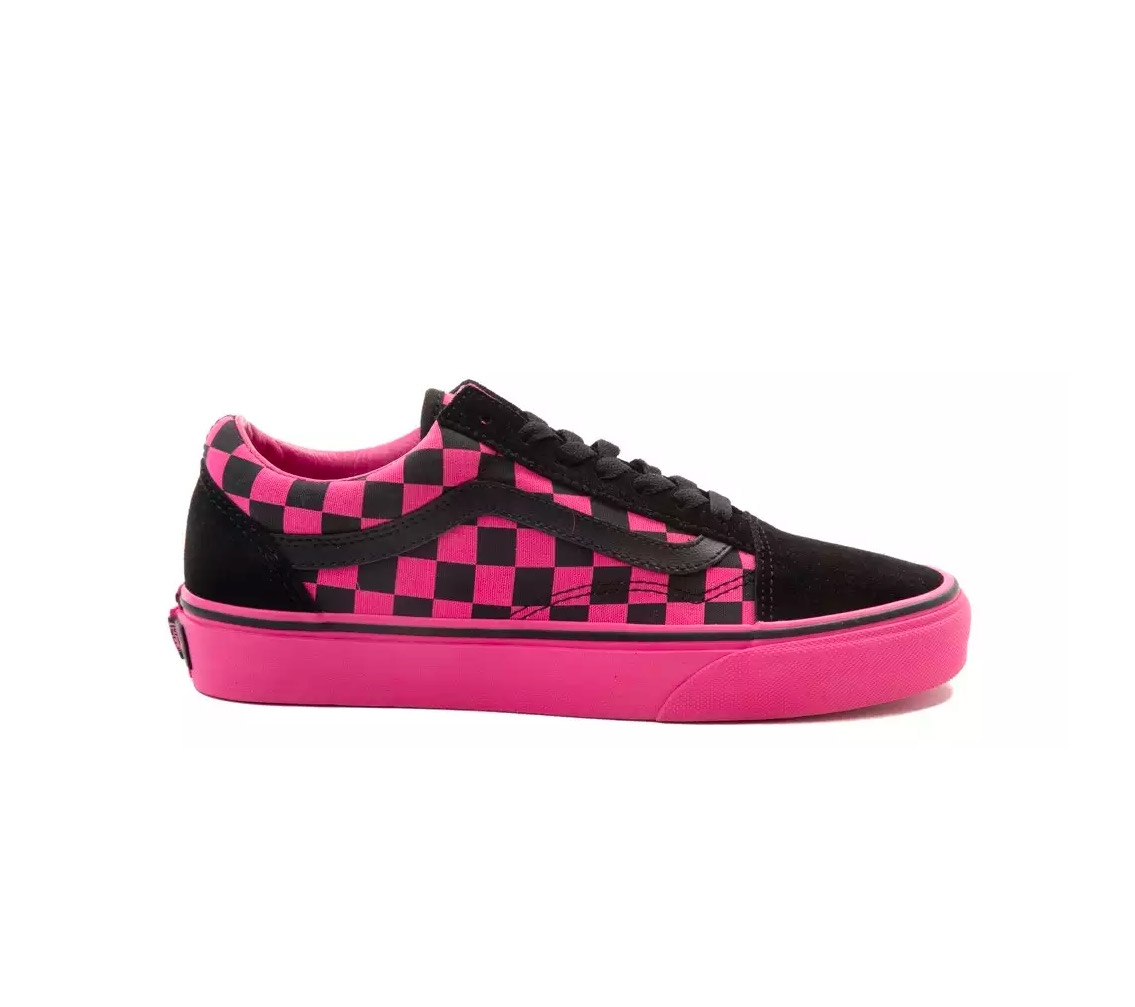 vans checkerboard pink and black
