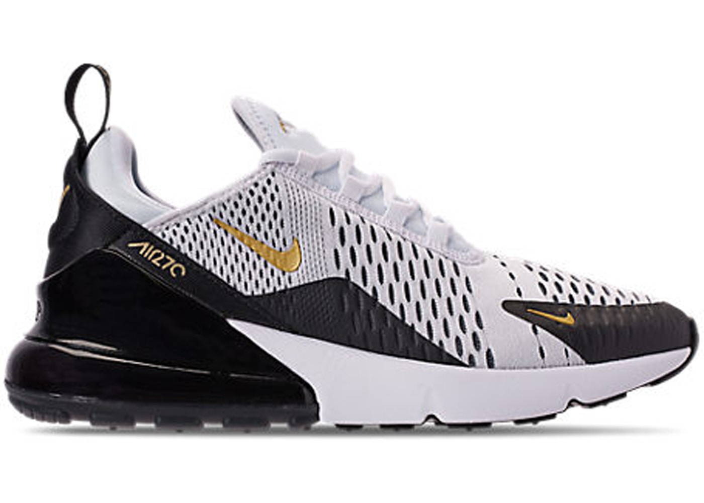 white black and gold air max 270