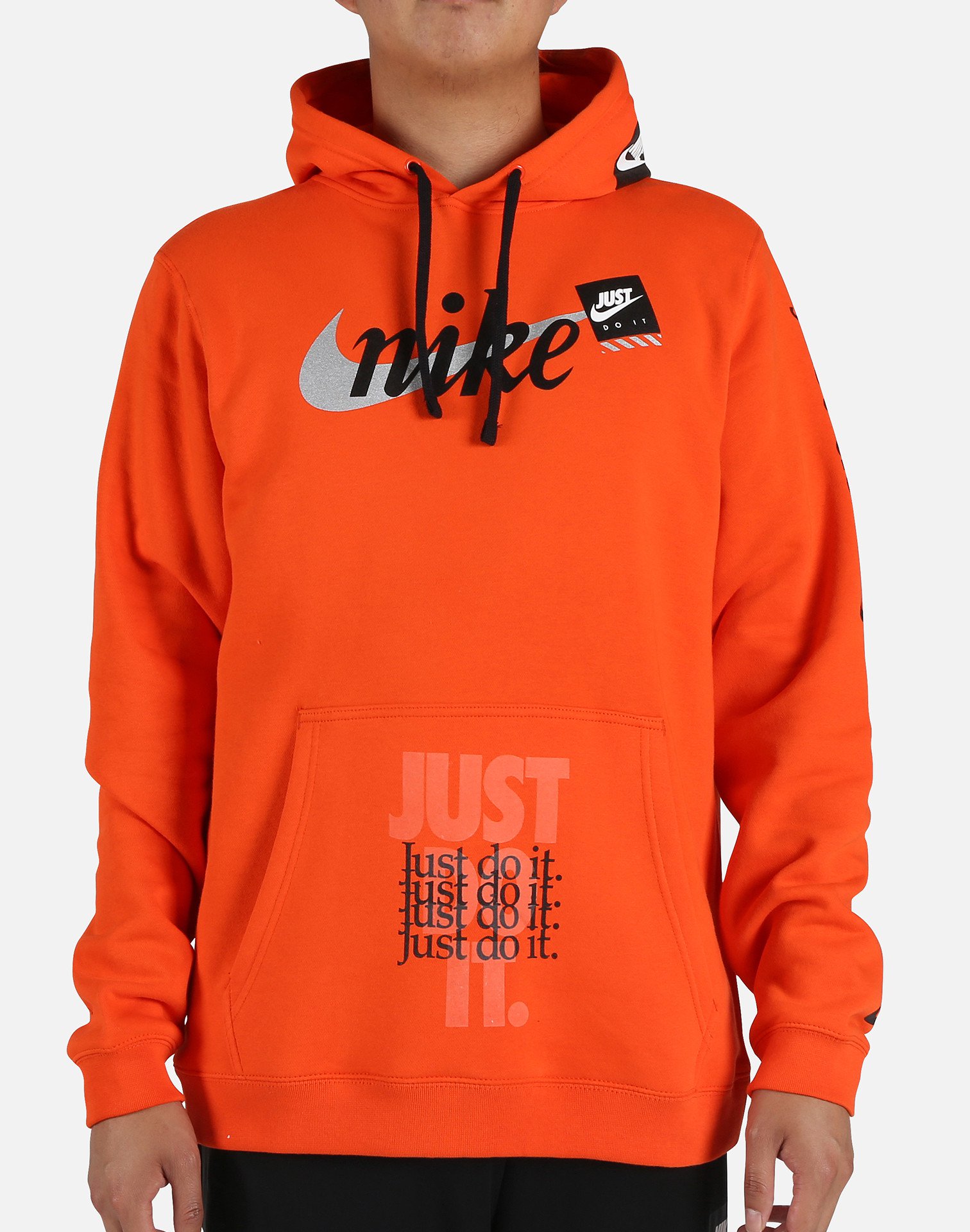 nike hoodie orange and black