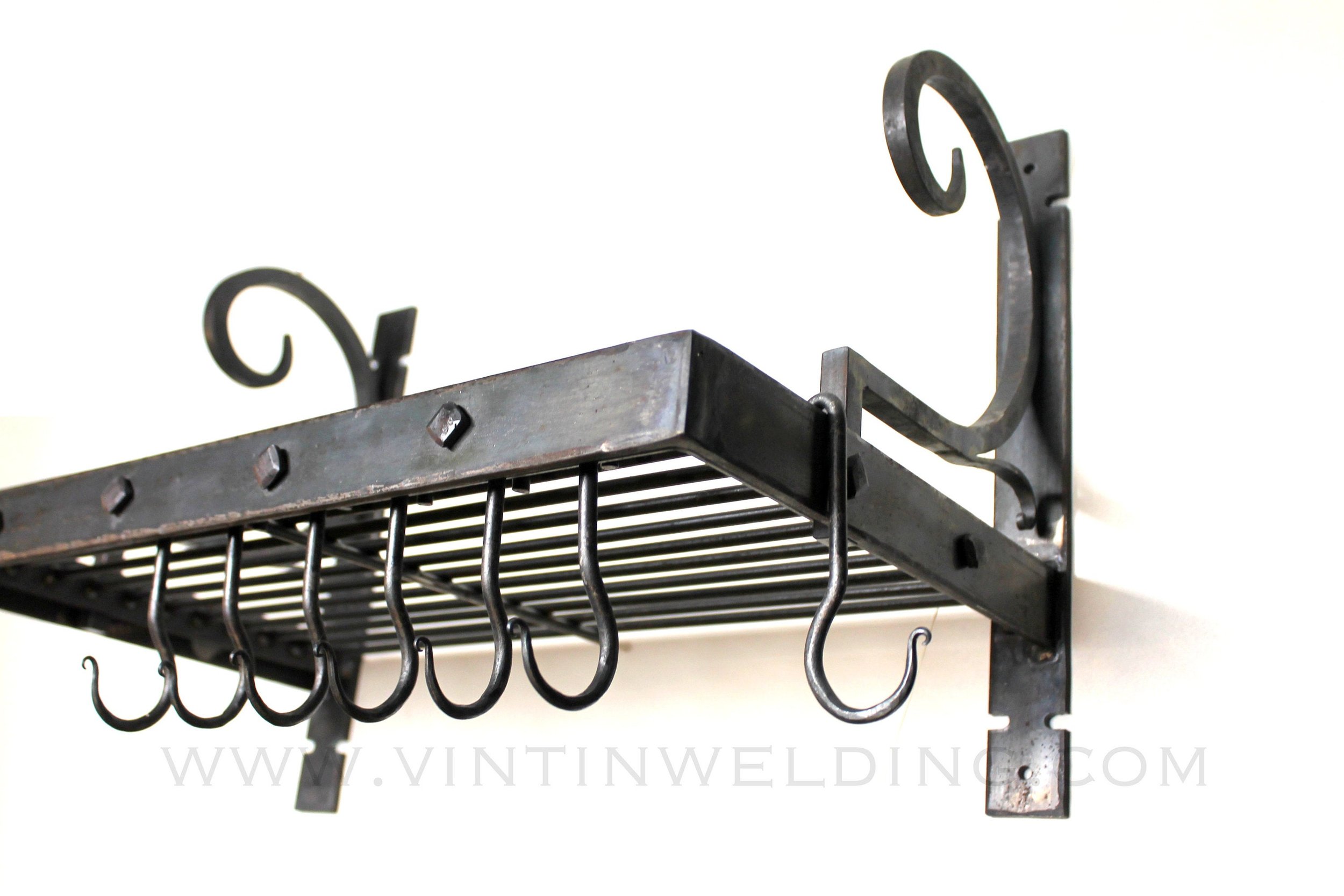 Hand Forged Blacksmith Country Kitchen iron pot pan Hanging utility Hooks pegs 