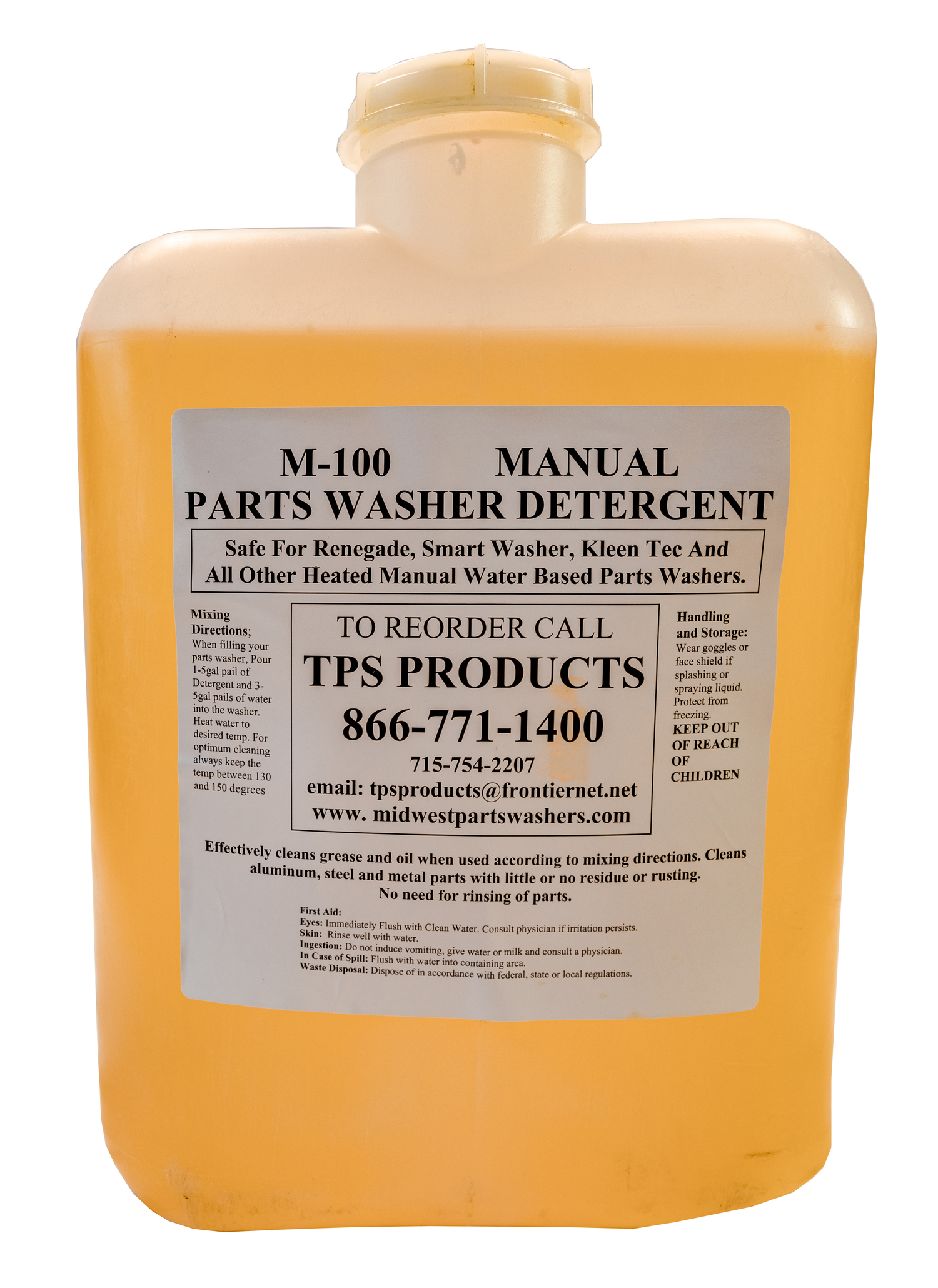 5 Gal. LIQUID- FOR MANUAL/HEATED PARTS WASHERS ONLY– (Not formulated for  Jet Spray Washers) — TPS Products - Cuda Solvent-Free Parts Washers