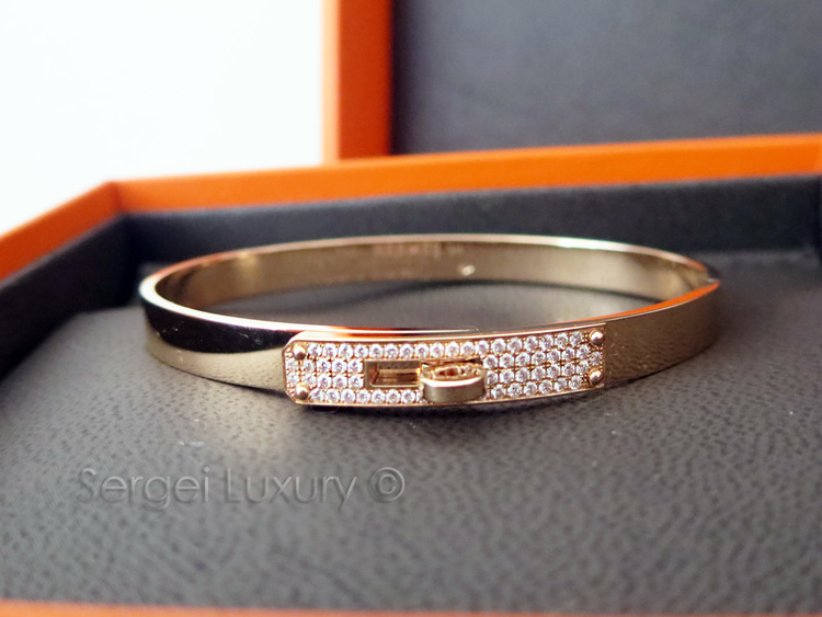 counterfeit hermes bags - LOVE! New Authentic HERMES Kelly ROSE Gold Bangle Bracelet Half ...