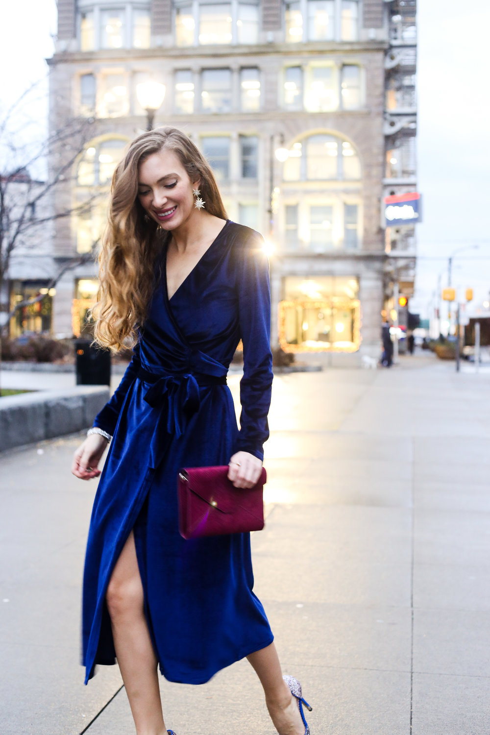 Blue Velvet Wrap Dress — Enchanting 