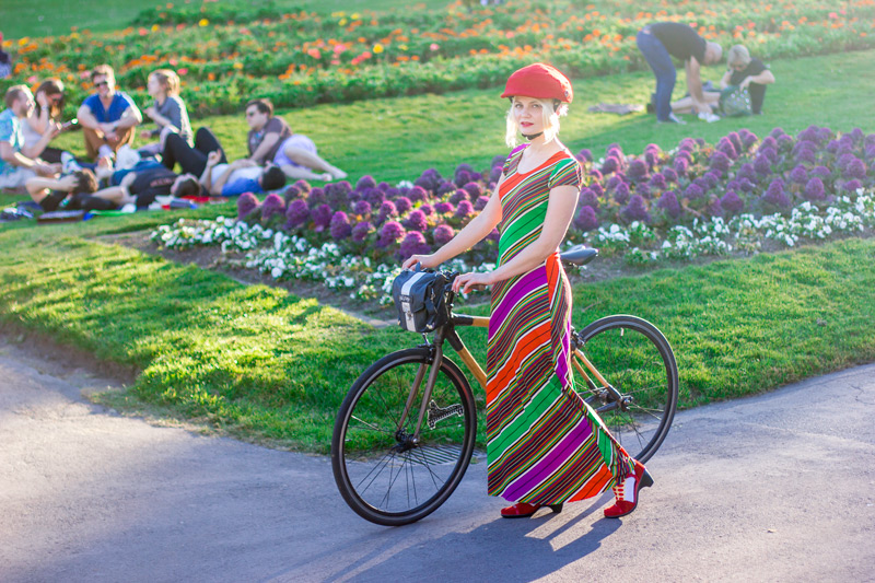 how to bike in a long dress