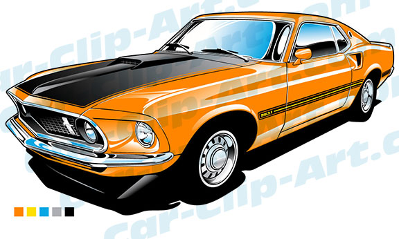 1969 Ford Mustang Mach 1 Vector Clip Art — Car-Clip-Art.com