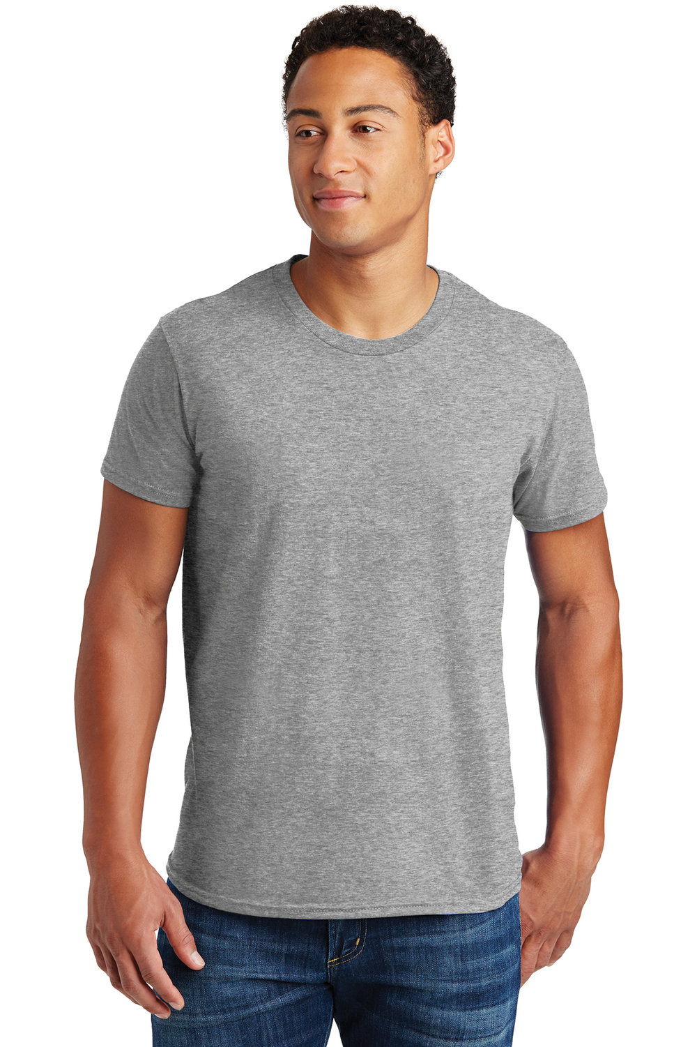 Steel gray 100/% Silk Knit Mens Crew T-shirt