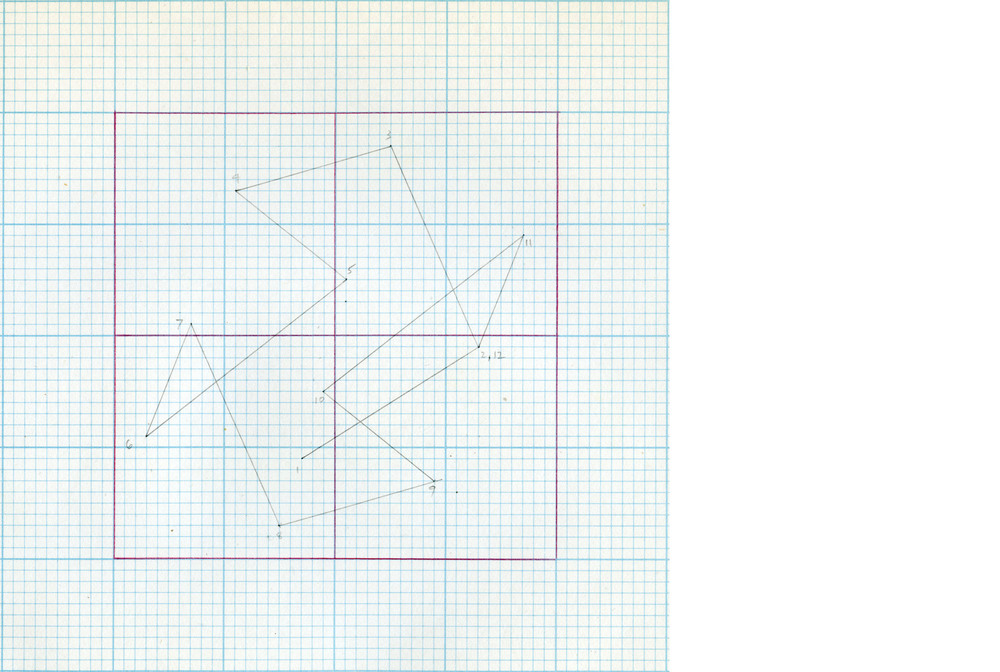   Random Walk,&nbsp; 1979,&nbsp;graphite and color pencil on graph paper, 6 x 6 in. 